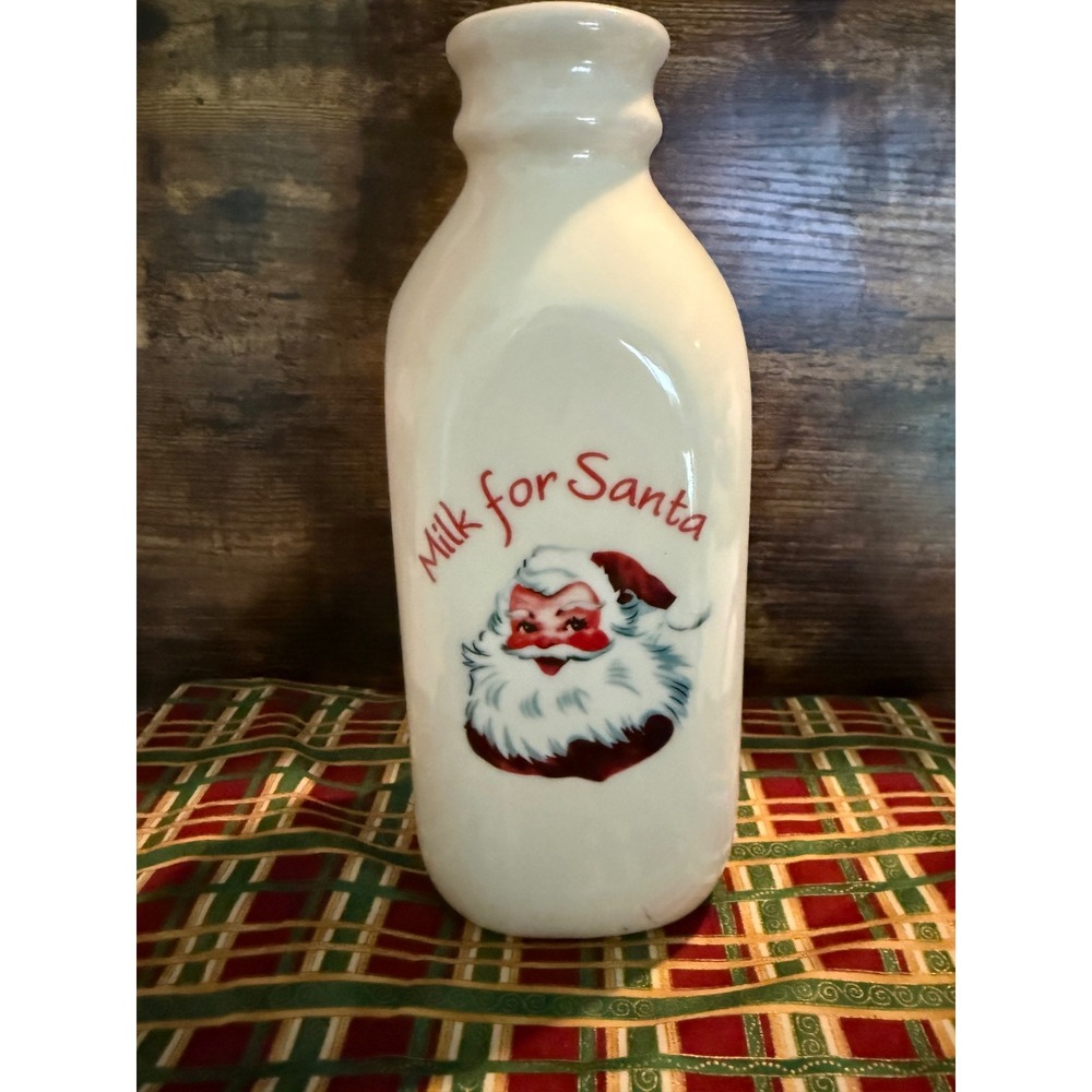 Kringles Kitchen Milk for Santa Ceramic Bottle Christmas Holiday Decor 8.5in